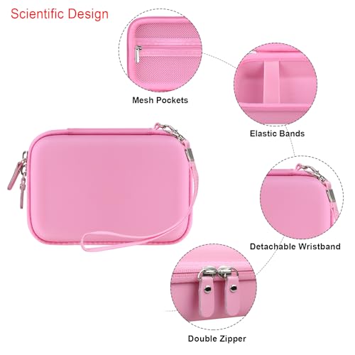 Image of Elonbo Carrying Case for Make It Real Snap N' Glam Hair Styling Set, Girls Hair Styling Tool Storage Bag, Butterfly Gem Travel Organizer, Pocket fits Reusable Bead Clips, Gems Accents, Dark Pink