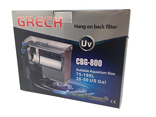 Image of Grech CBG-800 5W UV Sterilizer Hang-On Back Filter, 20-50 gallon /211 GPH, Black