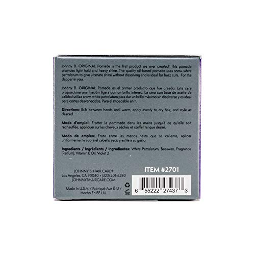 Johnny B. Original Oil-Based Professional Pomade For Men, Gluten-Free, 3 Oz. #TOP1