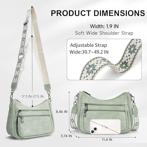 Image of KITEVIUN Crossbody Bags for Women Leather Purse Trendy Multi Pocket Shoulder Handbags with Adjustable Guitar Strap
