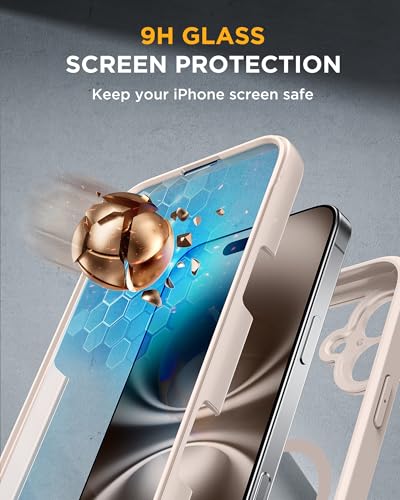 Image of Miracase Magnetic for iPhone 16 Plus Case Full-Body Phone with Built-in Glass Screen Protector, [Compatible with MagSafe] Military Drop Proof 16 Plus Cover Bumper, Desert