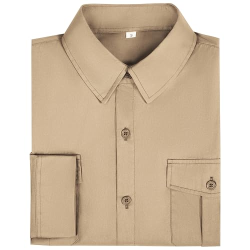 Long Sleeve Shirt for Men Cotton Button Down Slim Fit Mens Shirts Casual Collared Mens Wrinkle Free Shirt with Pockets4