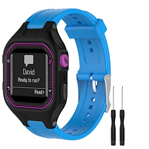 GVFM Bands Compatible with Garmin Forerunner 25, Soft Silicone Replacement Watch Band Strap for Garmin Forerunner 25 GPS Running Watch (SBlue, Small)