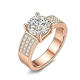 Tolldek Anillo de oro rosa de 18 quilates 750, joyería auténtica, anillo de boda clásico con moissanita, alianzas de oro de 18 quilates, talla 60 (19.1)