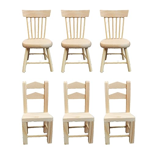Chaises miniatures en bois lot de 6 accessoires maison de poupée salle à manger
