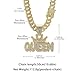 YOHAX Hip Hop Necklace Full Diamond QUEEN Letter Pendant Cuban Necklace Hip Hop Men's and Women's Chain Necklace Length 23.62 inches (Crown Letter Cuban Chain, silvery)