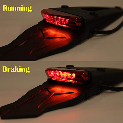 Image of Motorcycle Rear Fender Mount Red LED Tail Light Brake Lamp Turn Signals License Plate Lights for Custom Off-Road Motorcycle Dirt Bike