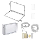 GDDP Resin Purse Mold Metal Bag Frame, Rectangular Shaker Clutch Frames for Resin, Cast Metal Bag Frame with Metal Alloy, Resin Bag Frame Creat Your Unique Handbag, with 2 Chain, 26 pcs Tools (Silver)