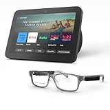 Amazon Echo Frames (newest model) + Echo Show 8 (newest model), Smart Glasses with Alexa, Modern Rectangle frames in Charcoal Gray with prescription ready lenses
