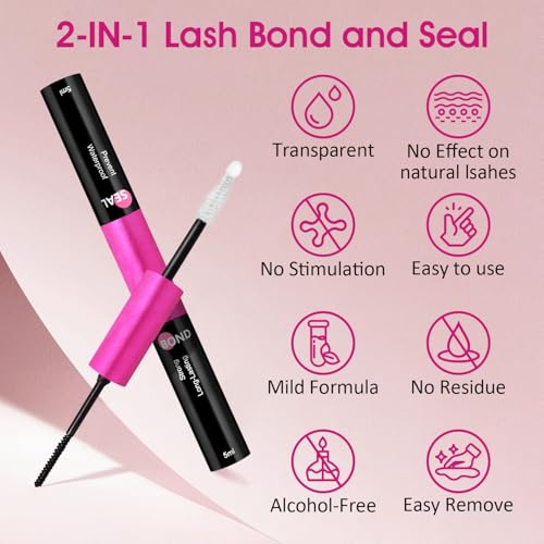 Lash Bond and Seal Waterproof for 72 Hours, 2-in-1 Lash Cluster Glue Long Lasting Lash Glue for Eyelash Clusters - 5ml+5ml