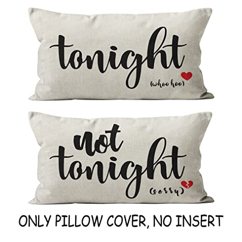 Mancheng-Zi Funny Couples Reversible Soft Pillow Cover, Wedding Anniversary Bridal Shower Gifts, Gift For Couples, Anniversary, Wedding, Engagement, 20X12 Inch Linen Cushion Cover For Couch (Beige) #TOP1