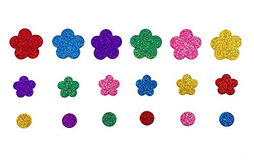 Hyamass 6 Packs (Approx 150Pcs) Multicolor Self Adhesive Glitter Flower With Round Dot Flower Pistil Foam Stickers (Flower) #TOP4