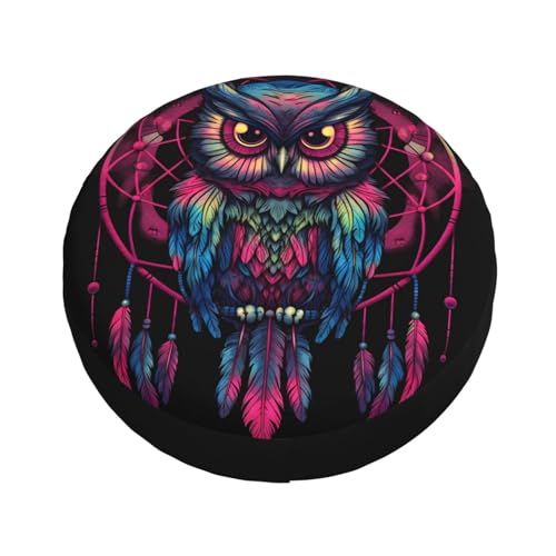 Image of Spare Tire Cover, Purple Owl Universal Tire Wheel Protectors for Rv Camper Jeep Travel Trailer SUV Truck, Weatherproof, 15 Inch