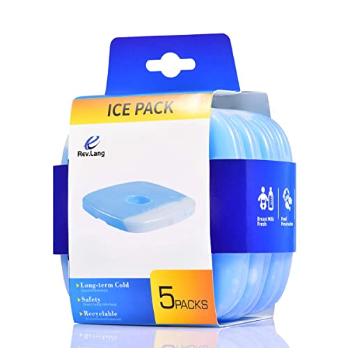 Rev. Lang Cold Ice Freezer Pack For Lunch Box/Bag Original Cool Healthy Reusable Hard Slim Lightweight Long Lasting For Coolers Backpack Outdoor Camping (130G,Set Of 5) #TOP1