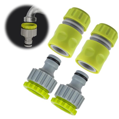 MOLIMOLI Kit de Adaptadores de Conexión de Agua de 4 Piezas, Mangueras de Jardín de Grifos de Adaptadores de 1/2 Pulgadas, Mangueras Prácticas para La Conexión de Grifos Al Aire Libre
