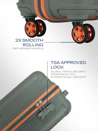 Image of Safari Benson Medium 8 Wheels 66cm Check-in Trolley Bag Hard Case Polypropylene 360 Degree Wheeling System Luggage, TSA Approved Lock, Trolley Bags for Travel, Suitcase for Travel, Sage Green