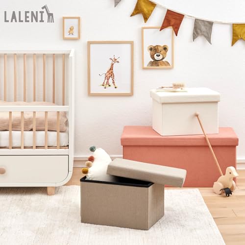 Laleni Sitzbank mit Stauraum Teddy Sitzwürfel Spielzeugtruhe 41x31 cm Taupe – Ansicht 2