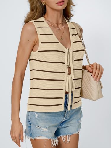 Image of LILLUSORY Womens Tie Front Tops Vacation Sweater Vest | Bohemian Style, Beach Resort Wear, Concert Western Outfits, Crochet Tops, Vacation Outfits, Cute Y2k Sleeveless 2026