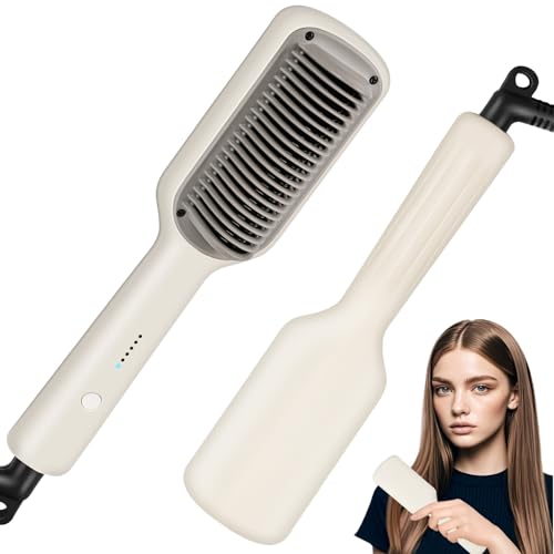 Euakee Cepillo Alisador Pelo, Peine Plancha de Pelo con 5 Temperatura Regulable(140-200 ℃), 30s Calentamiento Rápido PTC, Apagar Automáticamente, Antiquemaduras Cepillo Plancha Pelo Profesional