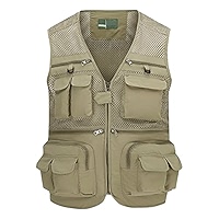 Kedera Gilet de pêche safari pour homme - Pour l'été - En maille - Pour le travail et le travail, Kaki, T-Grand