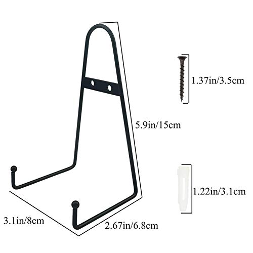 Manyee 4 Pcs 6 Inch Plate Holder Display Easel Photo Holder Display Stand Metal Wall Mount Plate Display Stands Black Display Rack Stand For Displaying Picture Frame Decorative Plate Tablet (Straight) #TOP6