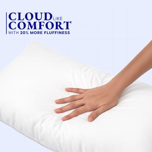 Image of Welspun Dream Nest Microfiber Plain White Pillows Set 2 | 16 inch x 24 inch Inches | Super Soft, Breathable & Adjustable Bed Pillows for Sleeping | 90 GSM - White Pillow Set of 2 (40cm x 60cm)