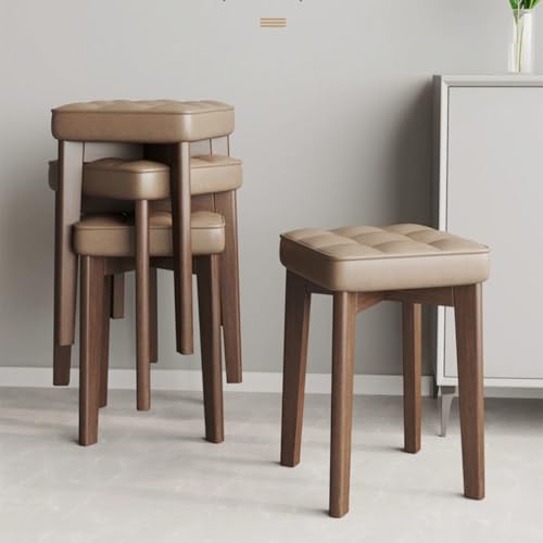 Taburete Vani de madera maciza asiento de maquillaje rojo tocador 5