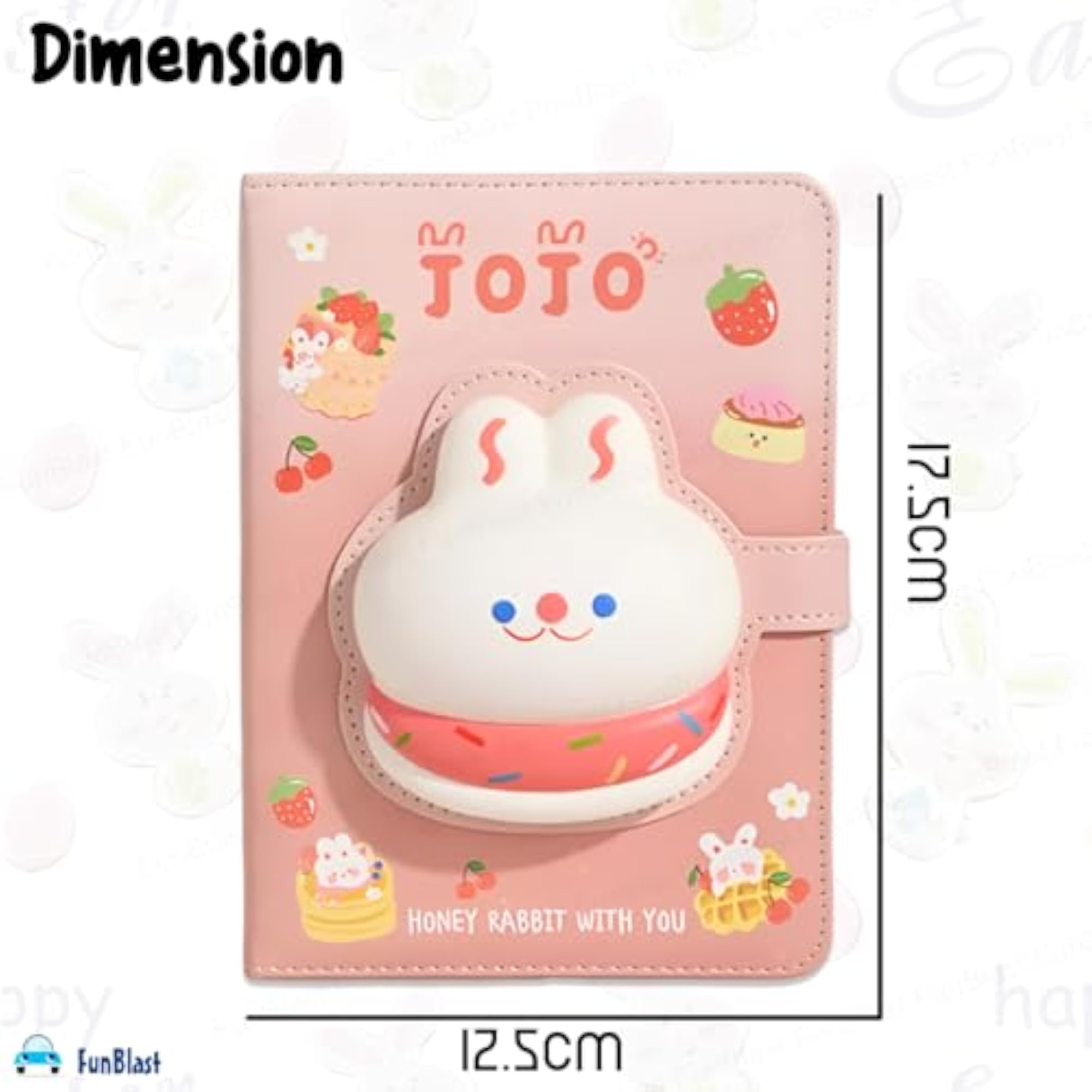 Rabbit Theme 3D Squishy De-stress Notebook, A6 Journal