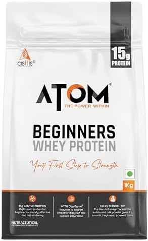 AS-IT-IS ATOM Beginners Whey Protein 1kg | Suitable for Starters| Choco Hazel Fusion Flavor