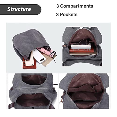 Image of HUGGI Hobo Bags for women | Canvas Material with improve strap & zipper | Elegant hand bag for women in office, function | 33 x 12 x 32 cm (canvas Blue)