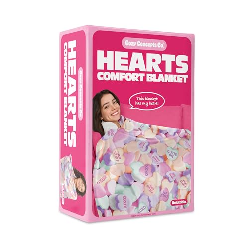 Cozy Concepts Co. Hearts Comfort Blanket by Relatable – Valentine’s Day Gift for Kids & Friends, Super Soft Plush Throw for Teens, Cozy Dorm & Bedroom Decor