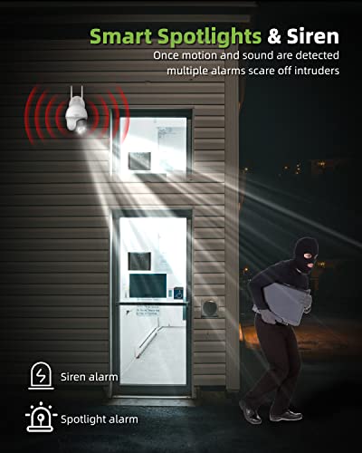 Tiejus Security Camera Outdoor, 5Mp Outdoor Security Camera With 360° Ptz, 24/7 Wired Home Surveillance Camera, 2.4G Wifi/Auto-Human Tracking/Color Night Vision/2-Way Talk/With Alexa/Voice Detection #TOP7