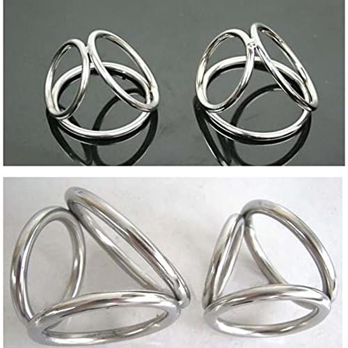 ペニスリング コックリング ステンレス金属製 メタルリング 3連リング 拘束具 束縛具 男性用(S+L) - 画像6