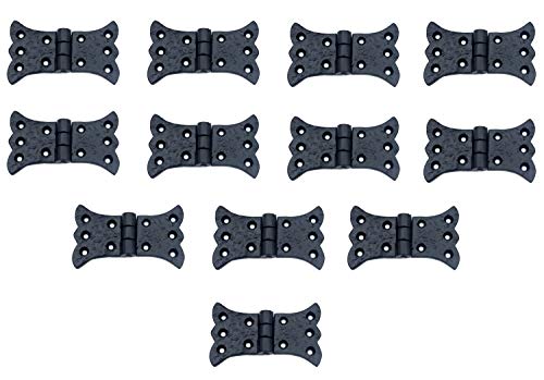 Adonai Hardware Aeneus Heavy Duty Antique Cast Iron Vintage Cabinet Butterfly Hinges (12 Pack, Black Powder Coated) for Barn Door, Cupboard, Wooden Jewelry Box, Furniture, Treasure Chest and Trunks