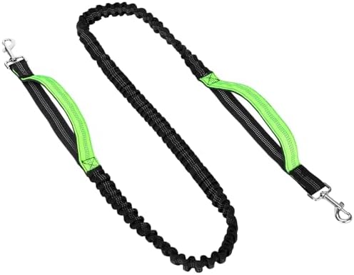 Ceecysaa Dog Leash Extension,61" Shock Reflective Stitching with Double Swivel Clips Nylon Dual Bungees Padded Handle 360° Swivel No Tangle Leashes Waist Belt Attachment for Dog Walking Running Leash