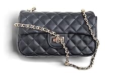 Black Quilted Vegan Leather With Metal Chain New Buckle