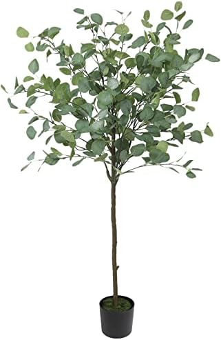 VIAGDO Artificial Eucalyptus Tree 4ft Tall 276 Silver Dollar Leaves Plants Fake Eucalyptus Stems Silk Plants for Living Room Decoration Modern Artificial Tree Home Party Wedding Decor Indoor