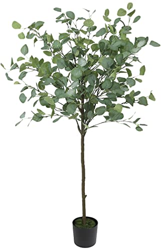Viagdo Artificial Eucalyptus Tree 4Ft Tall 276 Silver Dollar Leaves Plants Fake Eucalyptus Stems Silk Plants For Living Room Decoration Modern Artificial Tree Home Party Wedding Decor Indoor #TOP1