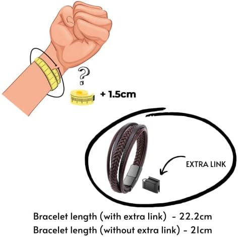 Jewellbox - Men's Leather bracelet in Brown, Adjustable Leather Wristband for Men