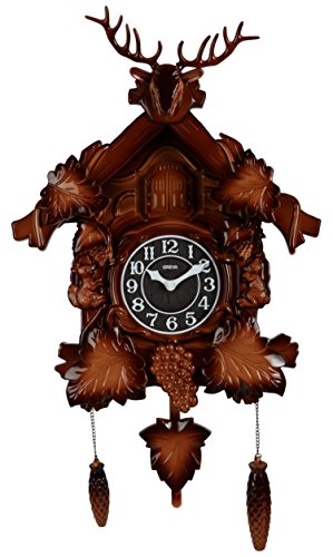 Image of Oreva AQ-4177 Plastic Pendulum Wall Clock with Cuckoo (36 cm x 12 cm x 40 cm, Brown)