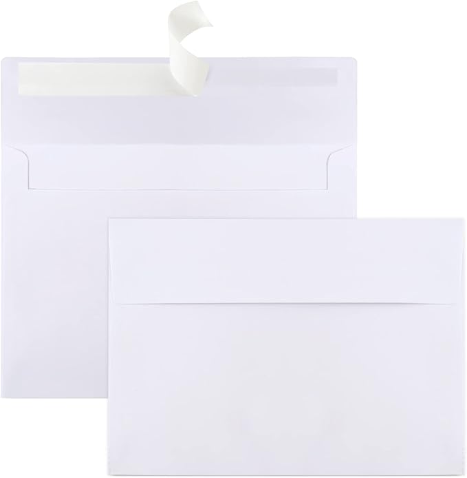 50 Packs 5x7 Envelopes, White A7 Envelopes, 5x7 Envelopes