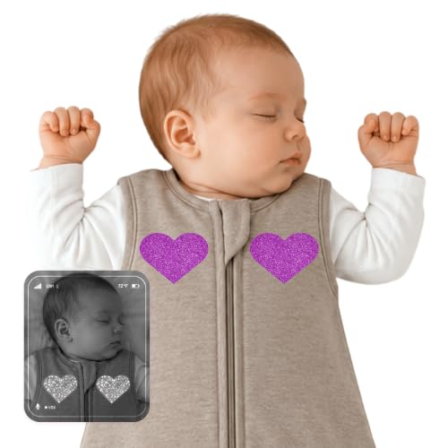 See Baby Breathing on Monitor Reflective Sleep Sack Patches for Night Vision Baby Monitor Iron On Visibility Patches No Electronics for Easy Night Checks (Twilight Purple, Heart, Four Pack)