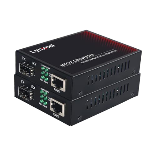 Image of Gigabit Fiber Media Converter, Open SFP Slot SFP to Ethernet Converter, 10 /100 /1000Base-TX to 1000Base-FX Fiber Ethernet Converter, Support SFP Gigabit Modules, 1 Pair