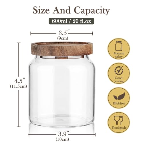 Labina Glass Jar with Wood Lid, Airtight Kitchen Storage Canister - image 2