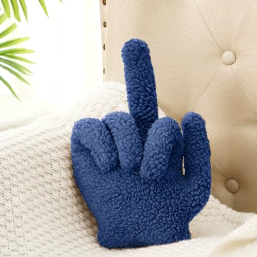 Menkxi MENKXI-PILLOW-36 Small Middle Finger Decorative Pillow 13.78 X 9.84 In Funny Shaped Sherpa Fleece Throw Pillow Warm Soft Plush Emoticon Cushion Middle Finger Decor thumb #2