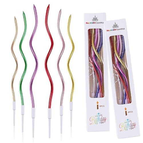 BLOOPIC バースデー キャンドル うねうねキャンドル 2箱 12本入り 高級 ろうそく ギフトボックス ロマンチックな 結婚式 誕生日パーティー ディナー 部屋の装飾に最適 べての年齢層に適用可能 (ミックスカラー)