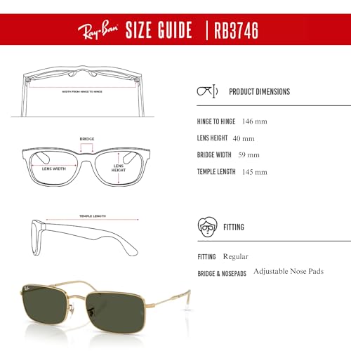 Ray-Ban RB3746 Rectangle Sunglasses for Men for Women +BUNDLE with ACCESSORY EYEWEAR KIT4
