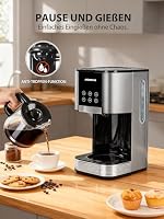 Aigostar Cora - Filterkaffeemaschine, Programmierbar 24h, 1,5L, LCD-Display, 12-Tassen Kaffeemaschine, Edelstahl, 1000W, Intensitätseinstellung, Tropf-Stopp, AutoClean, Warmhaltefunktion, Schwarz – Ansicht 6