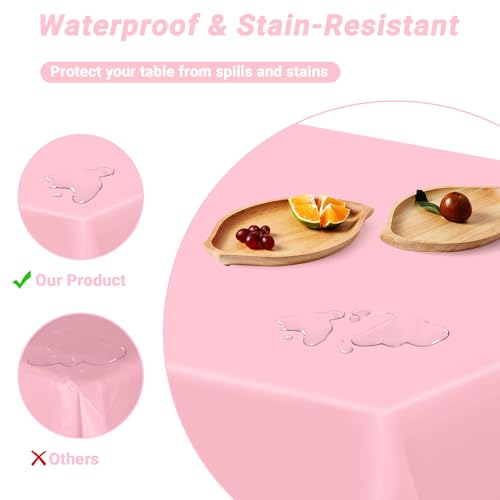 Image of 4 PCS Plastic Table Cloth Disposable, 54 x 108 Inches Pink Tablecloth, Plastic Table Cover Rectangle Tablecloth for Baby Shower Decorations and Wedding Party, Tablecloths of Leakproof Home Essentials