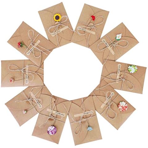 Tarjeta de Felicitación 10 pcs Papel Kraft Retro Hecho a Mano Cover